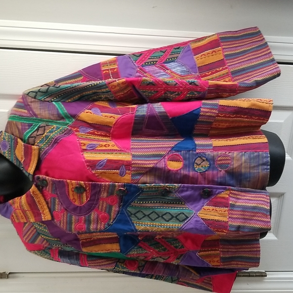 Sharon Anthony women's jacket multicolor wearable art deco size 1X - Picture 3 of 15